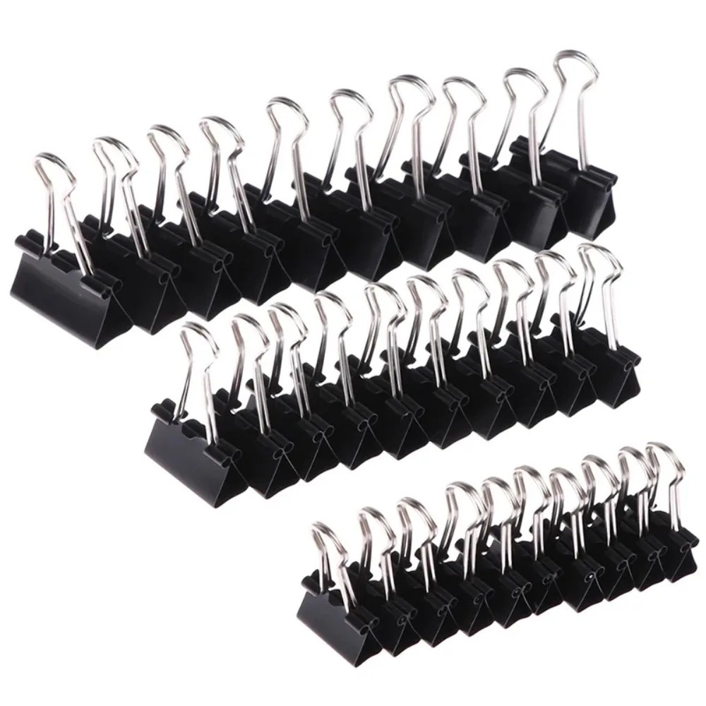 Binder Clip Assorted - คลิปหนีบกระดาษโลหะแบบพับได้ 10 ชิ้น สีดำ ขนาด 19/25/32