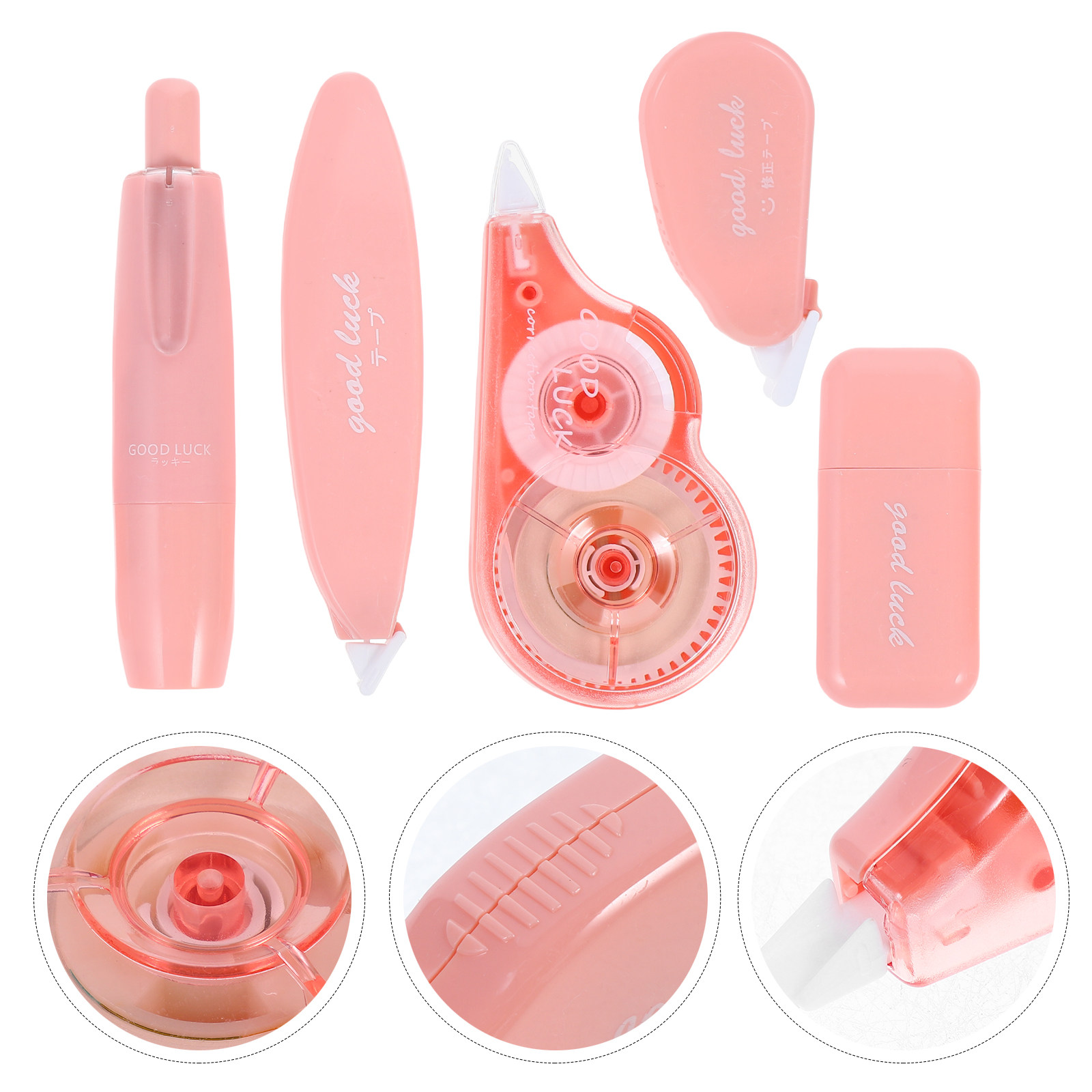 Correction Tape Roller - ชุดเทปลบคำผิดแบบพกพา 5 ชิ้น สำหรับอุปกรณ์สำนักงานและนักเรียน ดีไซน์ลูกกลิ้งเงียบ ลบได้ทันที