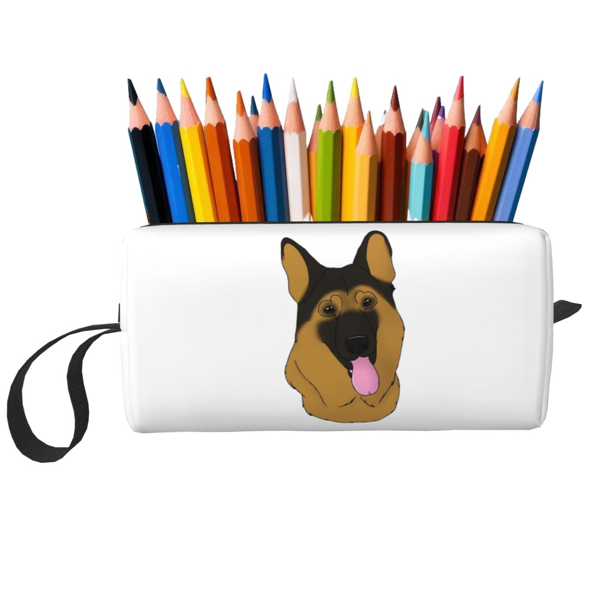 Tan Stationery & Office Supply - กล่องใส่ดินสอสีดำและสีน้ำตาลลายสุนัขพันธุ์เยอรมันเชพเพิร์ดสำหรับเด็กชายเด็กหญิง กล่องใส่ปากกา กระเป๋าใส่ดินสอ อุปกรณ์เครื่องเขียน กระเป๋าจัดระเบียบสำหรับผู้หญิง