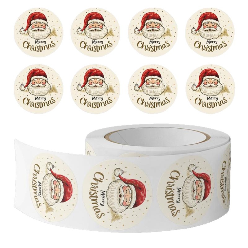 Sticker Label Roll - สติ๊กเกอร์ซานตาคลอสคริสต์มาส 500 ชิ้น/ม้วน สุขสันต์วันคริสต์มาส สติ๊กเกอร์ปิดผนึกแบบวินเทจสำหรับตกแต่งกล่องของขวัญและซองจดหมาย